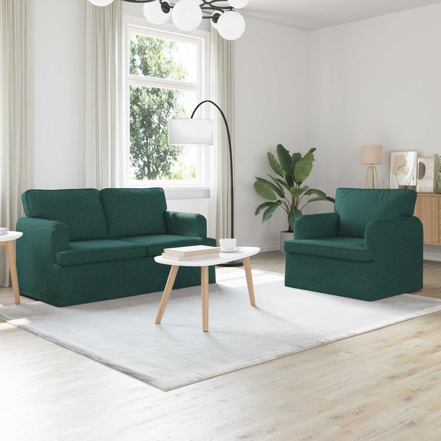 Set di divani 2 pcs Verde Scuro 144 x 80 x 85 cm Tessuto