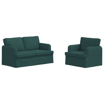 Set di divani 2 pcs Verde Scuro 144 x 80 x 85 cm Tessuto