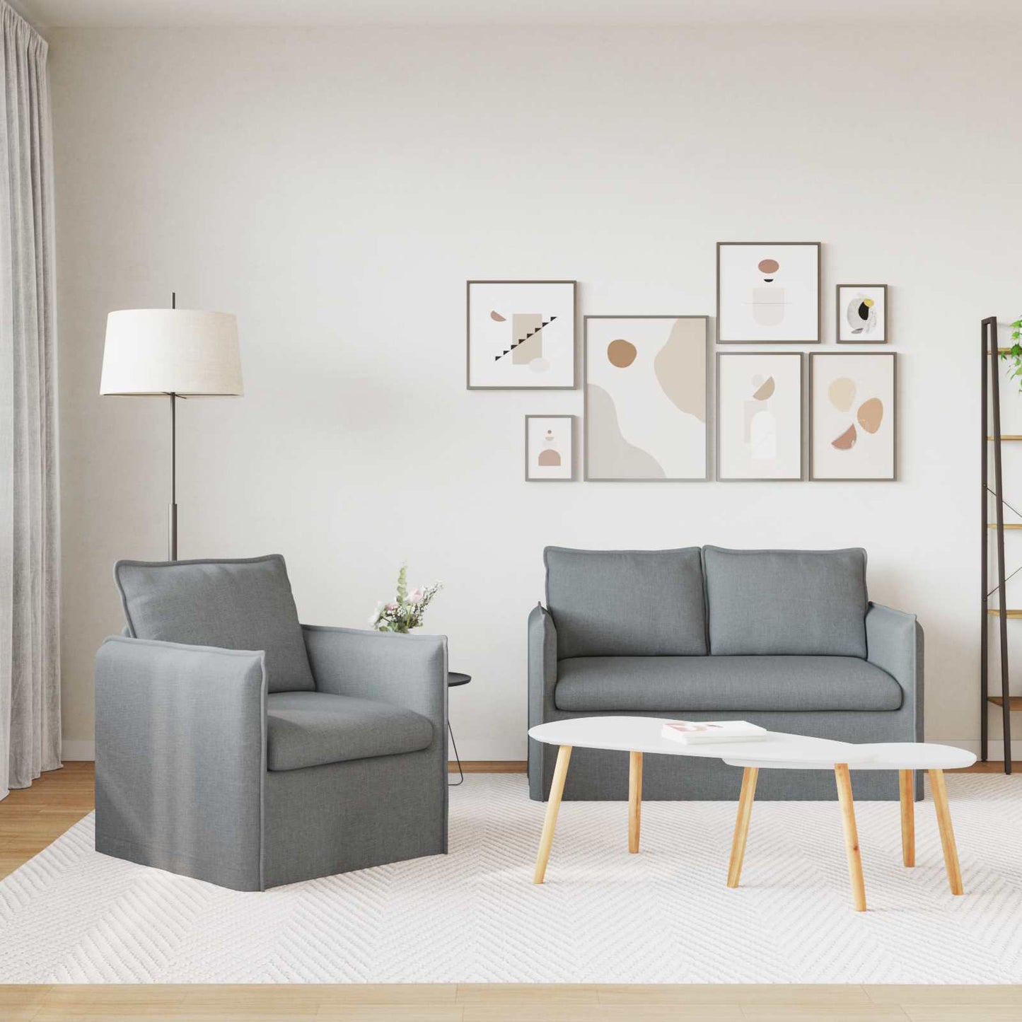Set di divani 2 pcs Grigio chiaro 136 x 82 x 85 cm Tessuto