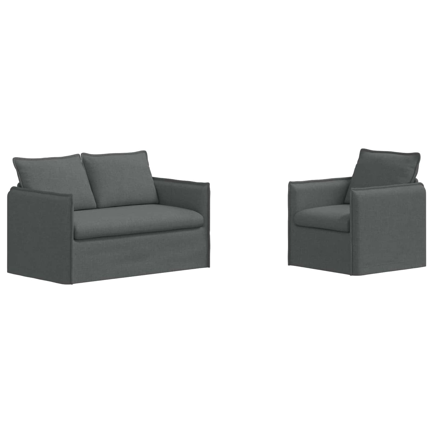Set di divani 2 pcs Grigio scuro 196 x 82 x 85 cm Tessuto