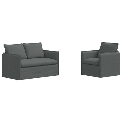 Set di divani 2 pcs Grigio scuro 196 x 82 x 85 cm Tessuto