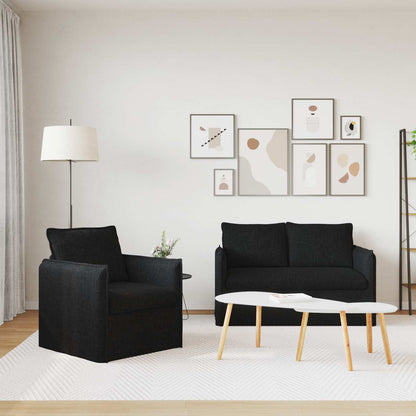 Set di divani 2 pcs Nero 196 x 82 x 85 cm Tessuto