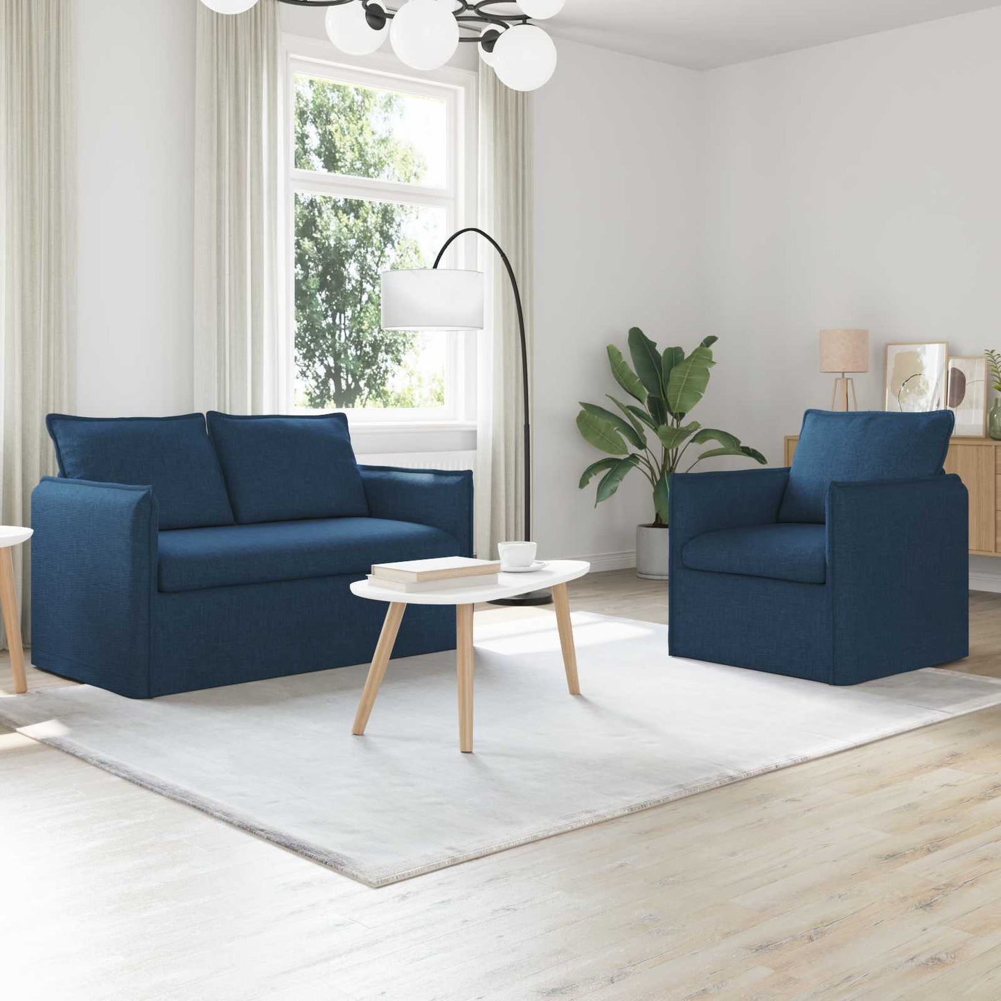 Set di divani 2 pcs Blu 196 x 82 x 85 cm Tessuto