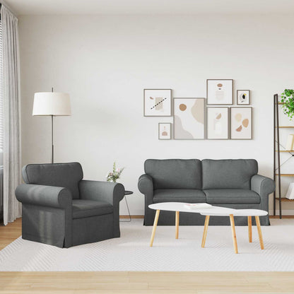 Set di divani 2 pcs Grigio scuro 175 x 82 x 80 cm Tessuto