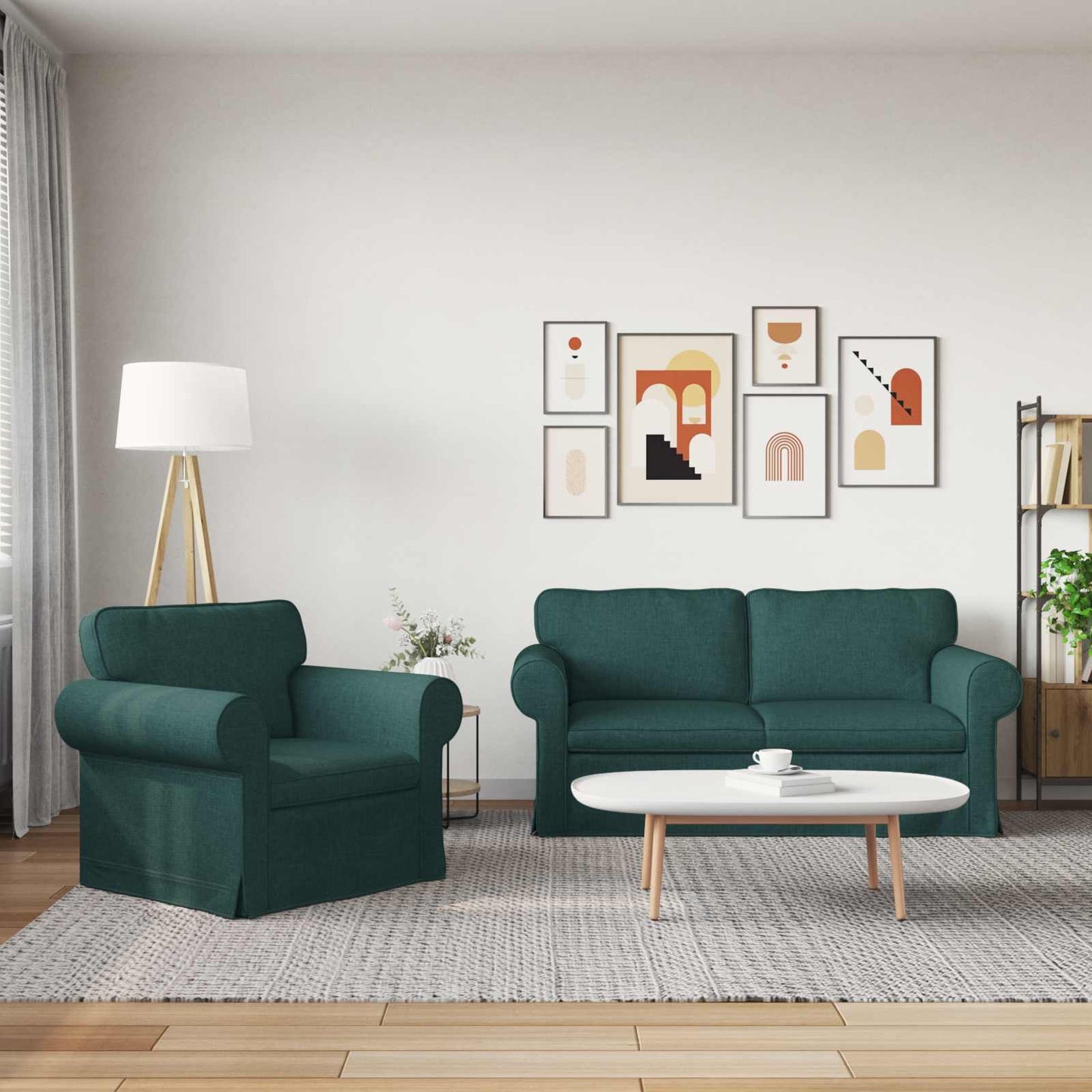 Set di divani 2 pcs Verde Scuro 175 x 82 x 80 cm Tessuto