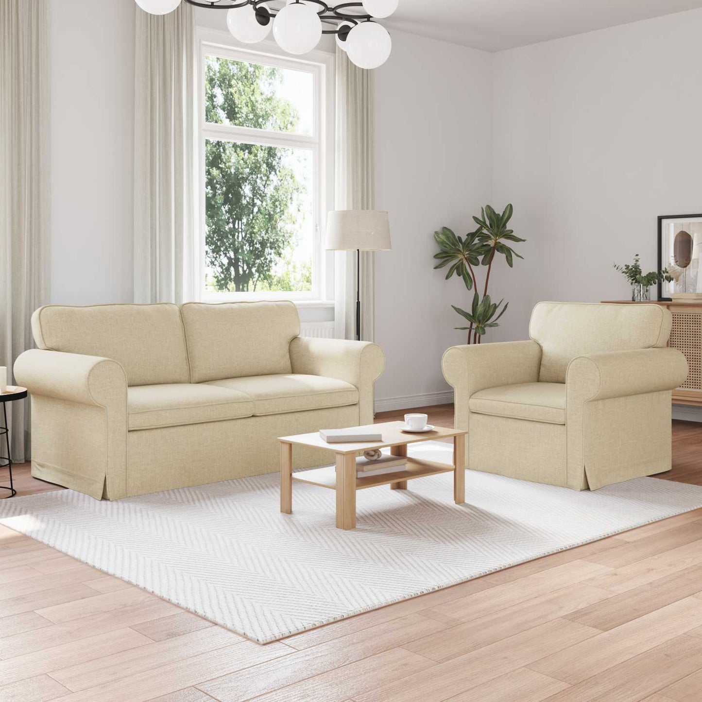 Set di divani 2 pcs Crema 175 x 82 x 80 cm Tessuto