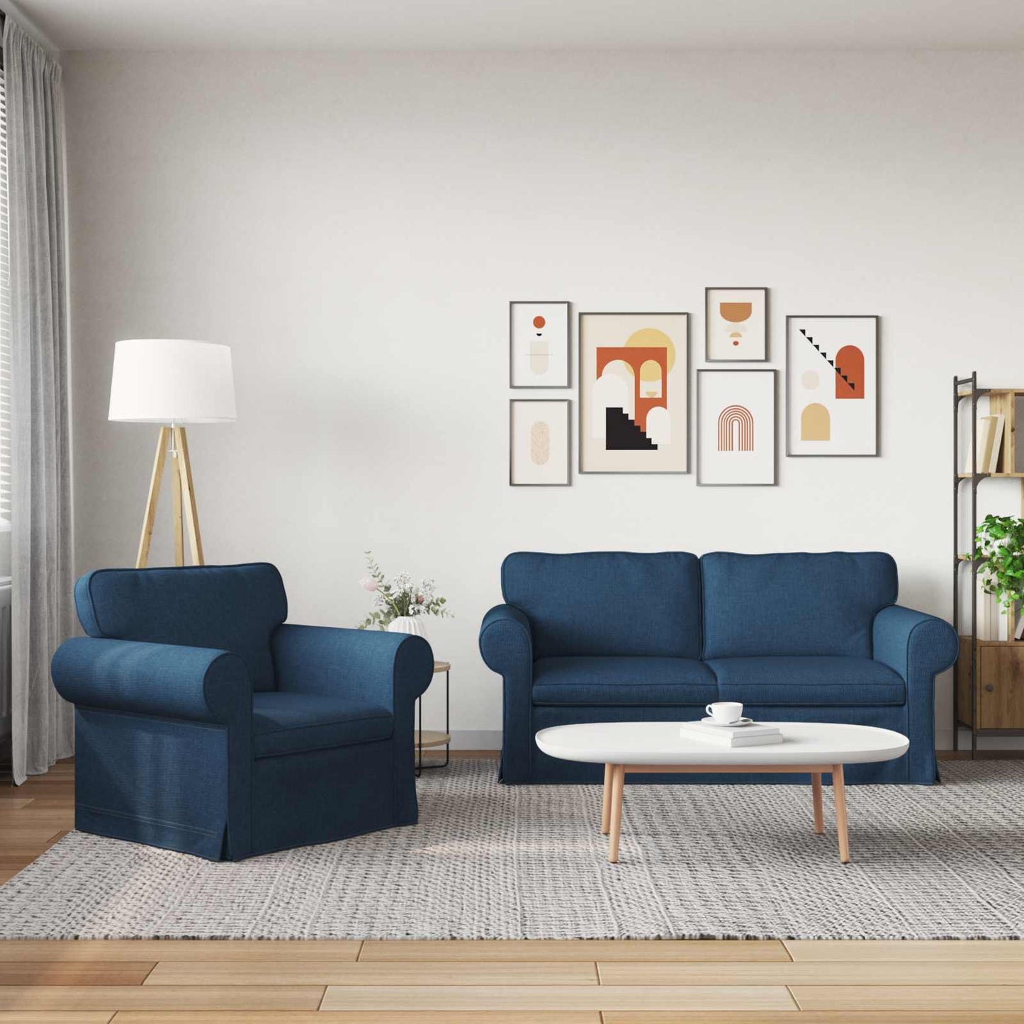 Set di divani 2 pcs Blu 175 x 82 x 80 cm Tessuto