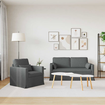 Set di divani 2 pcs Grigio scuro 158 x 78 x 80 cm Tessuto