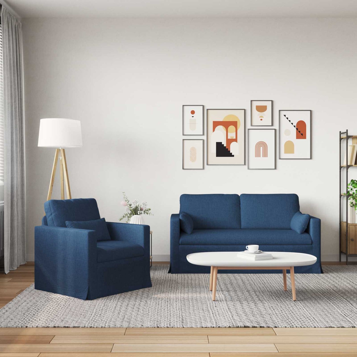 Set di divani 2 pcs Blu 158 x 78 x 80 cm Tessuto