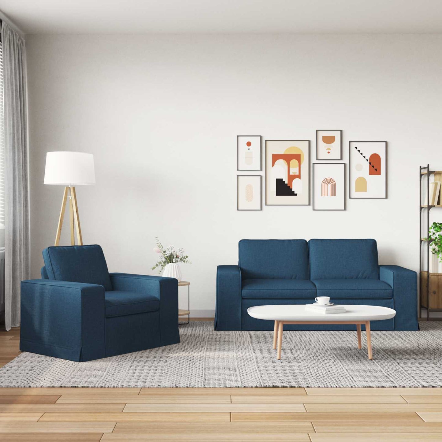 Set di divani 2 pcs Blu 182 x 80 x 82 cm Tessuto