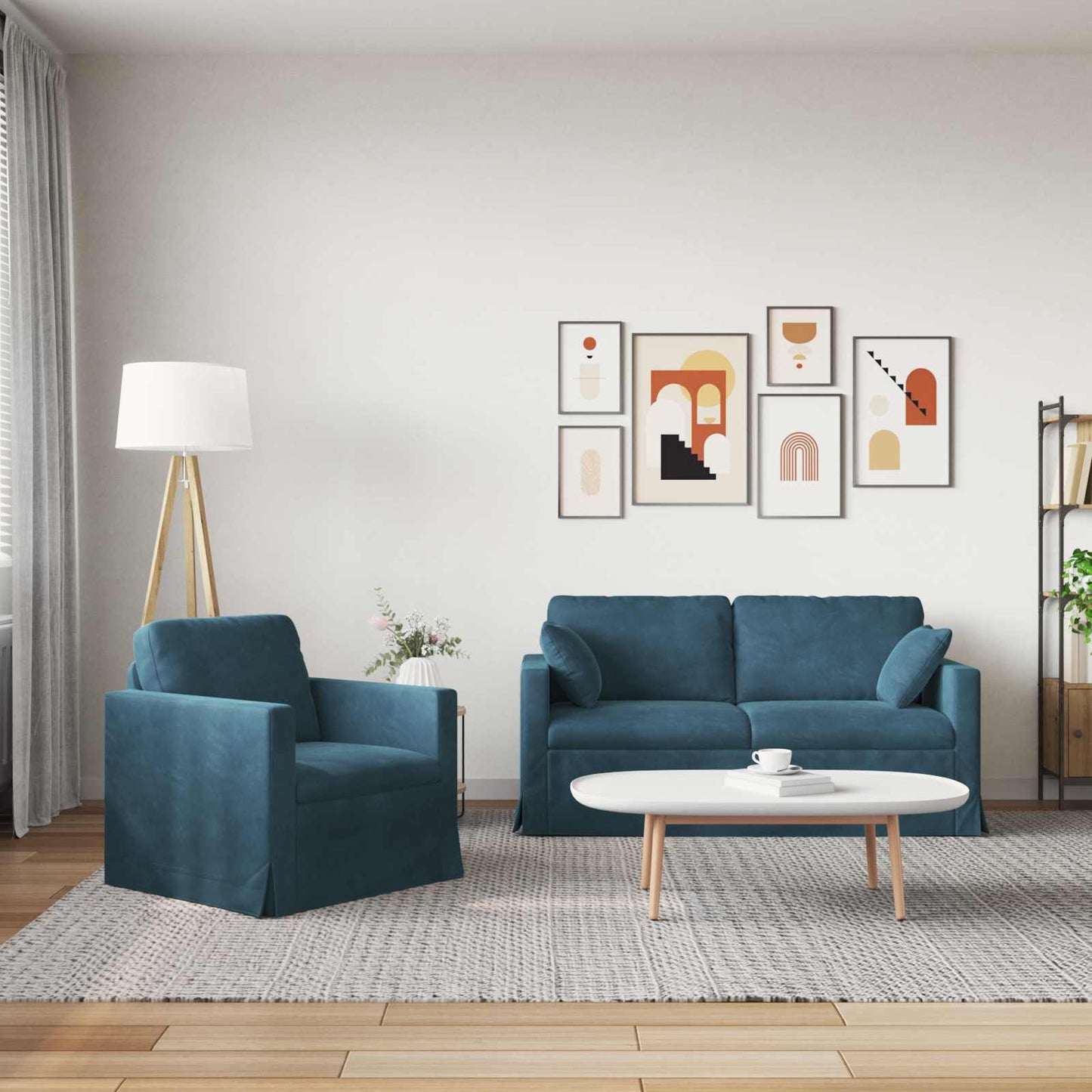 Set di divani 2 pcs Blu 158 x 78 x 80 cm Velluto