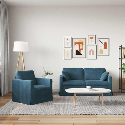 Set di divani 2 pcs Blu 158 x 78 x 80 cm Velluto