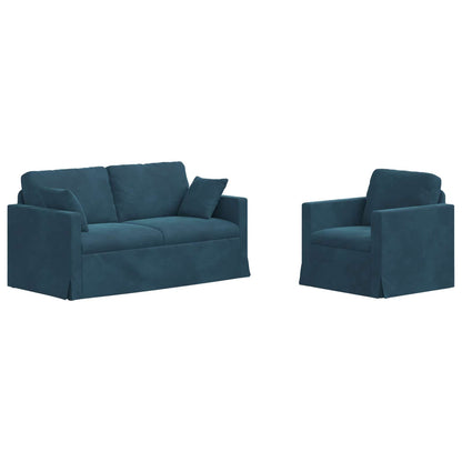 Set di divani 2 pcs Blu 158 x 78 x 80 cm Velluto