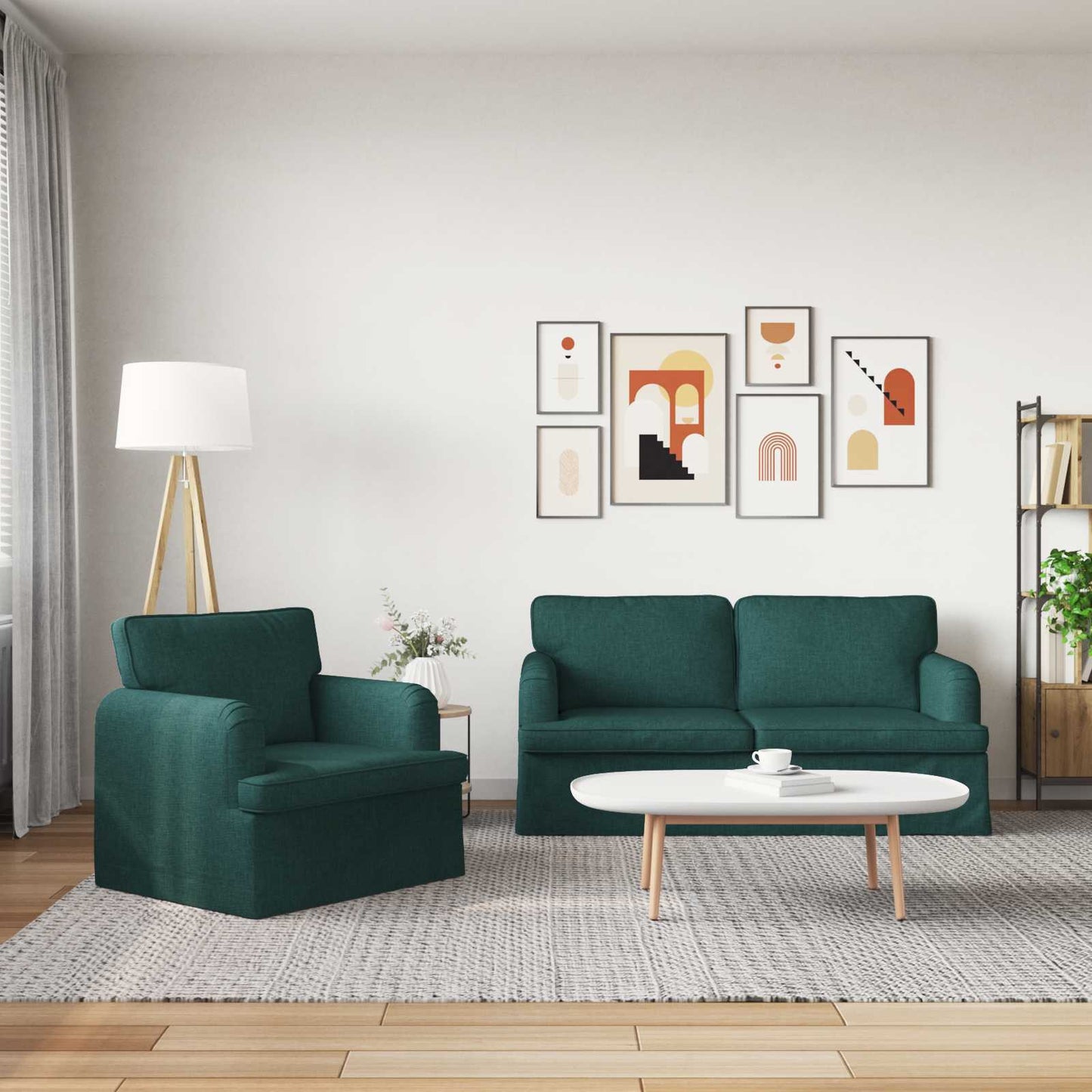 Set di divani 2 pcs Verde Scuro 162 x 80 x 85 cm Tessuto