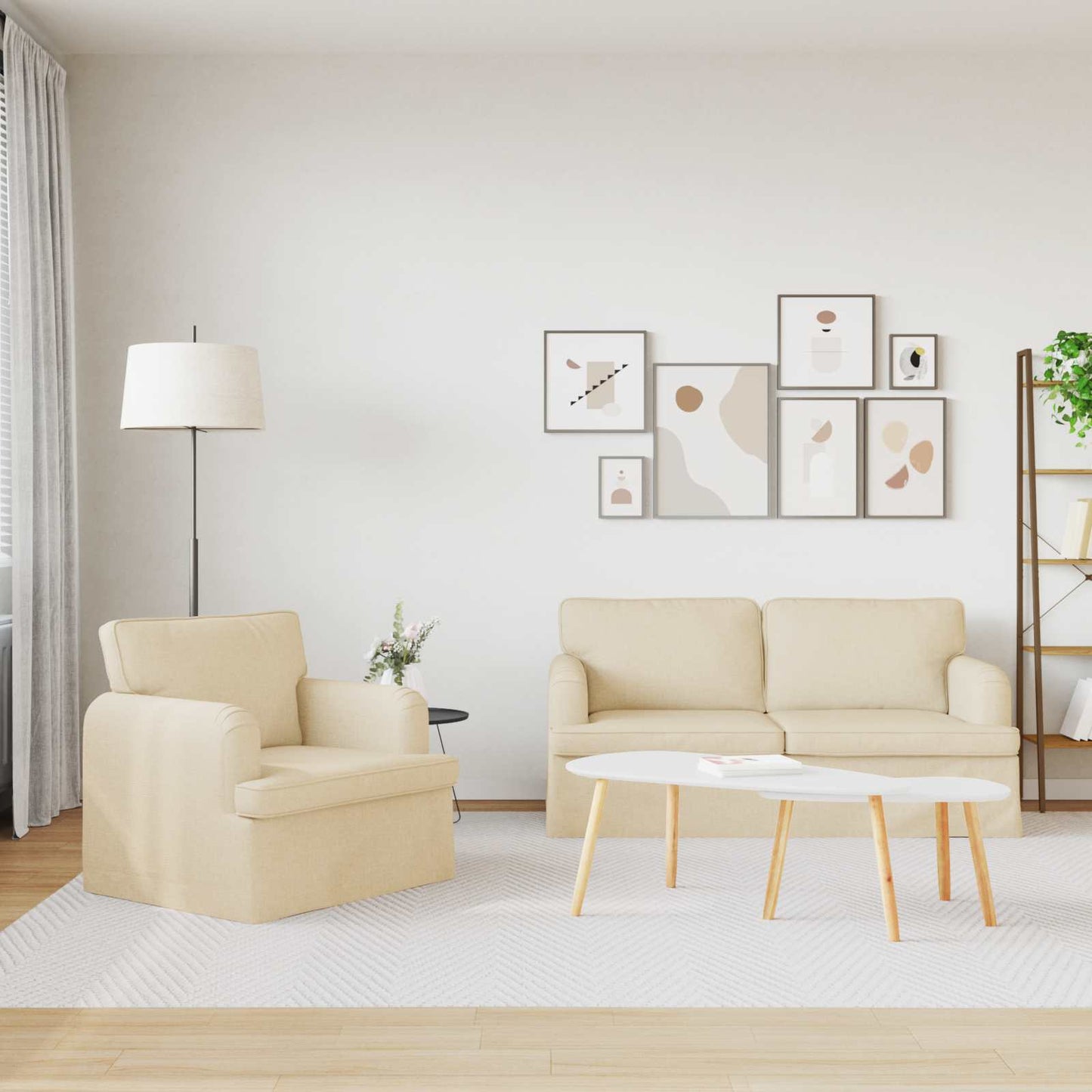 Set di divani 2 pcs Crema 162 x 80 x 85 cm Tessuto