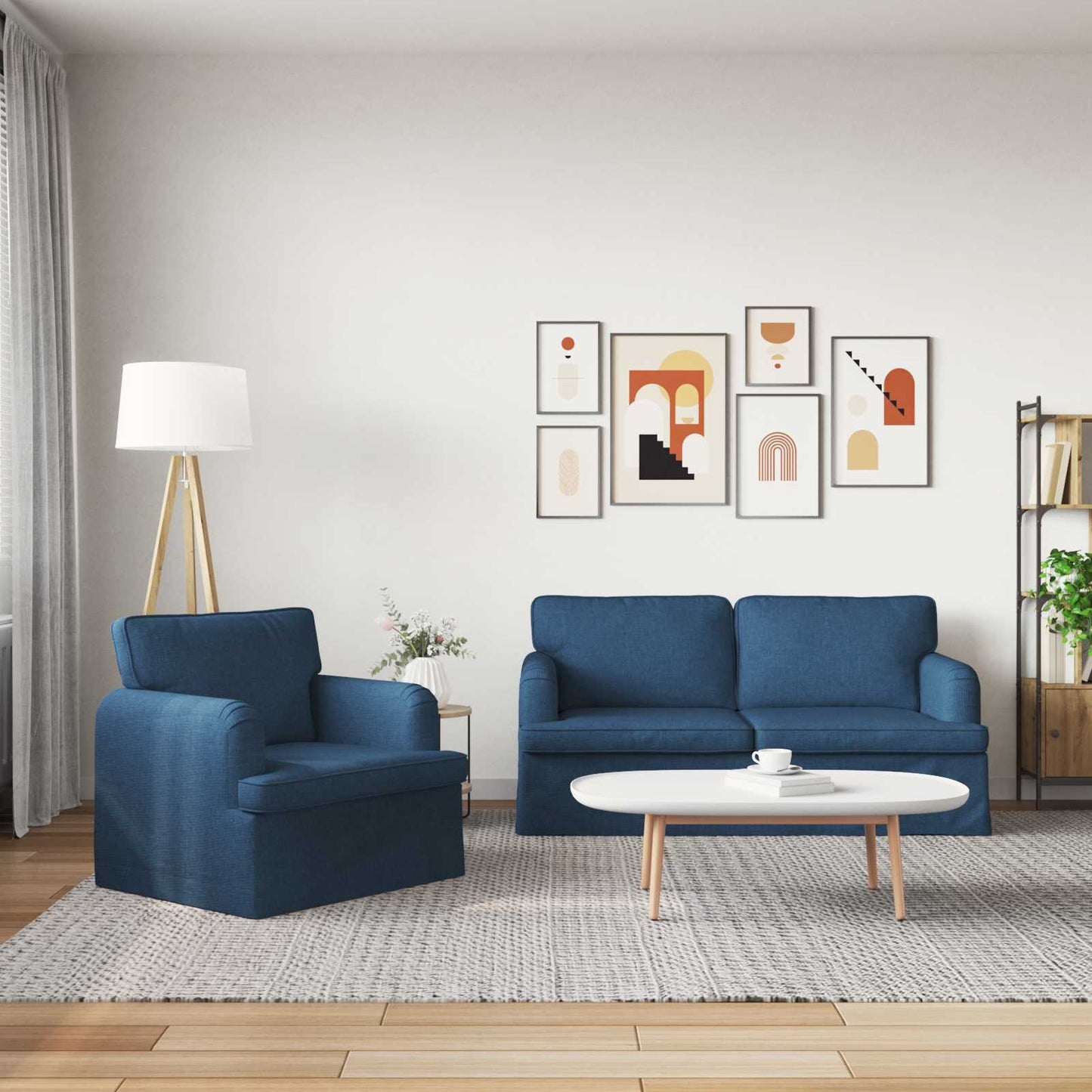 Set di divani 2 pcs Blu 162 x 80 x 85 cm Tessuto