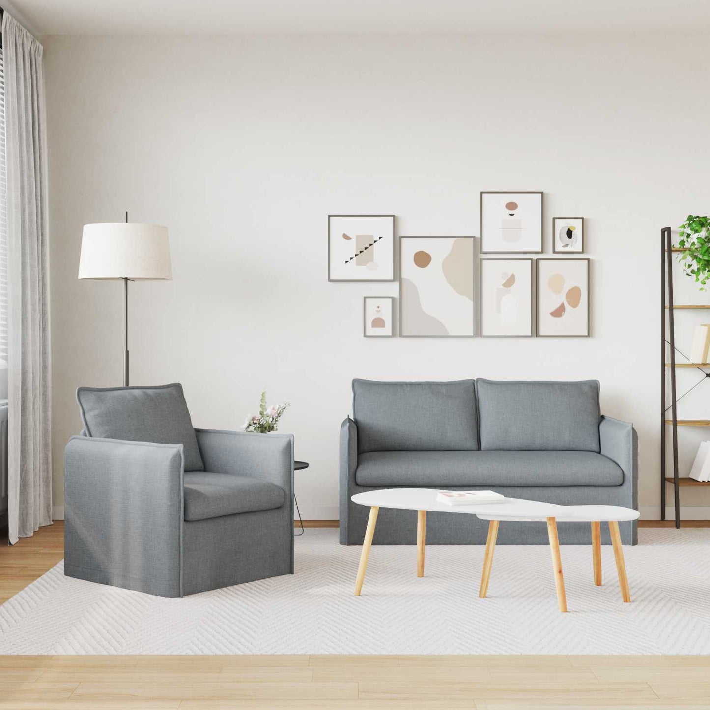 Set di divani 2 pcs Grigio chiaro 196 x 82 x 85 cm Tessuto