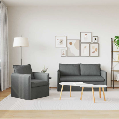 Set di divani 2 pcs Grigio scuro 196 x 82 x 85 cm Tessuto
