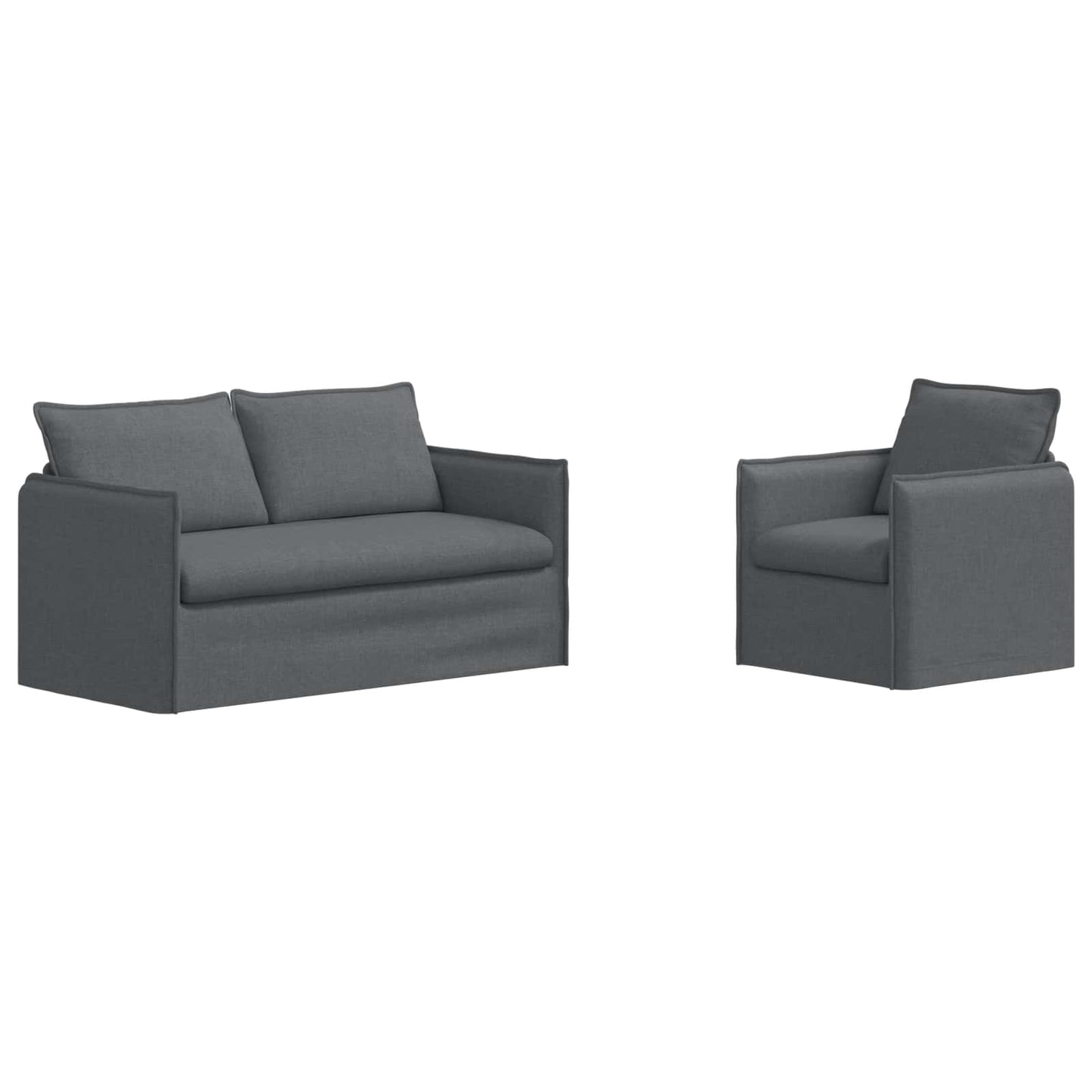 Set di divani 2 pcs Grigio scuro 196 x 82 x 85 cm Tessuto