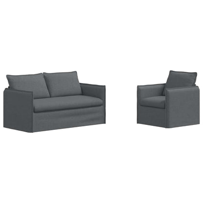 Set di divani 2 pcs Grigio scuro 196 x 82 x 85 cm Tessuto