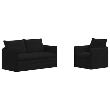 Set di divani 2 pcs Nero 196 x 82 x 85 cm Tessuto
