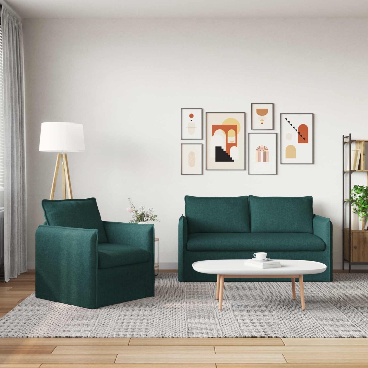 Set di divani 2 pcs Verde Scuro 196 x 82 x 85 cm Tessuto