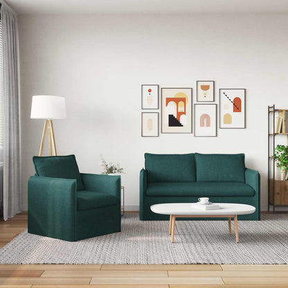 Set di divani 2 pcs Verde Scuro 196 x 82 x 85 cm Tessuto