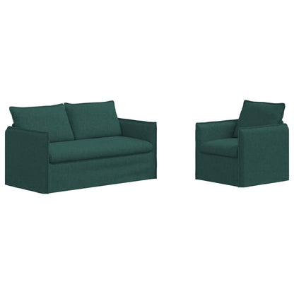 Set di divani 2 pcs Verde Scuro 196 x 82 x 85 cm Tessuto