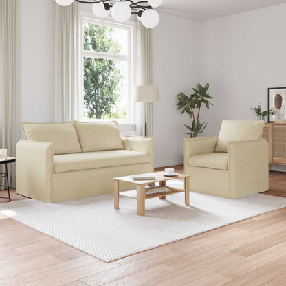 Set di divani 2 pcs Crema 196 x 82 x 85 cm Tessuto
