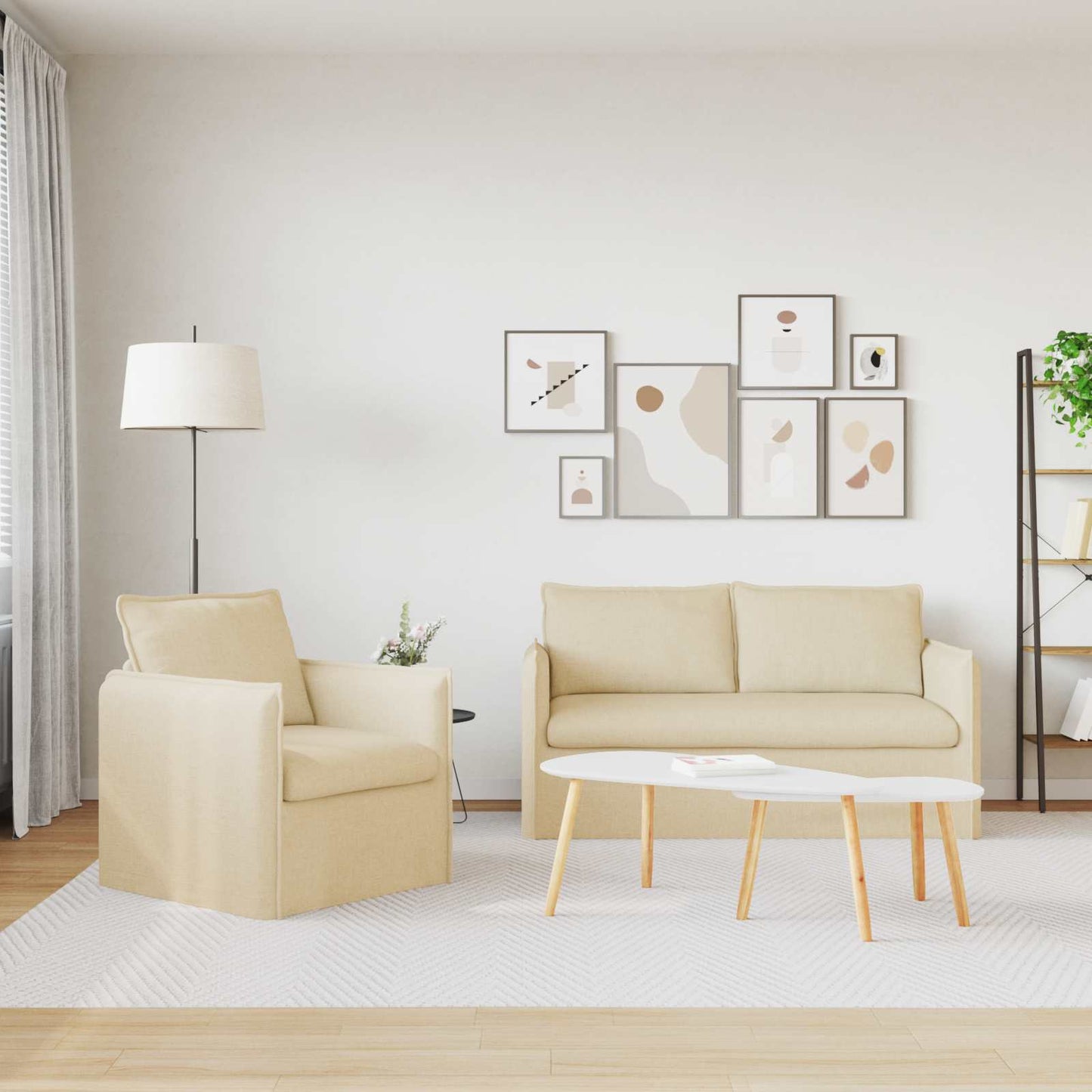Set di divani 2 pcs Crema 196 x 82 x 85 cm Tessuto
