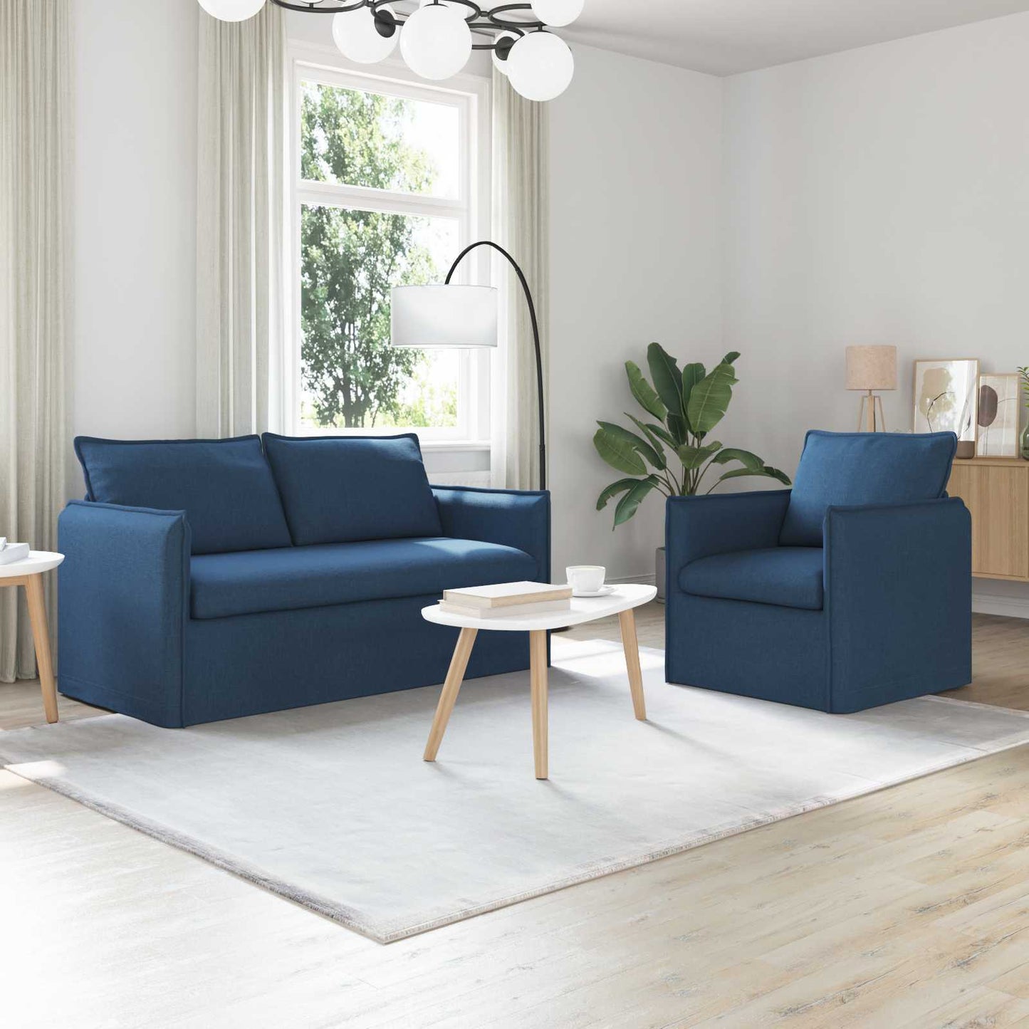 Set di divani 2 pcs Blu 196 x 82 x 85 cm Tessuto