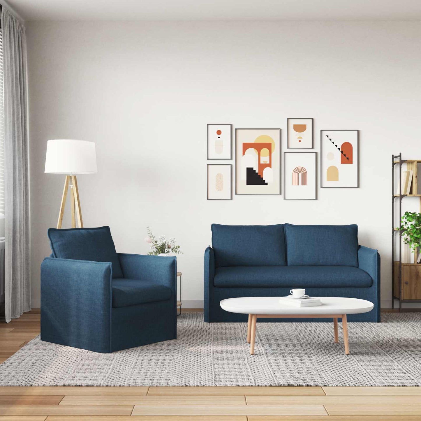 Set di divani 2 pcs Blu 196 x 82 x 85 cm Tessuto