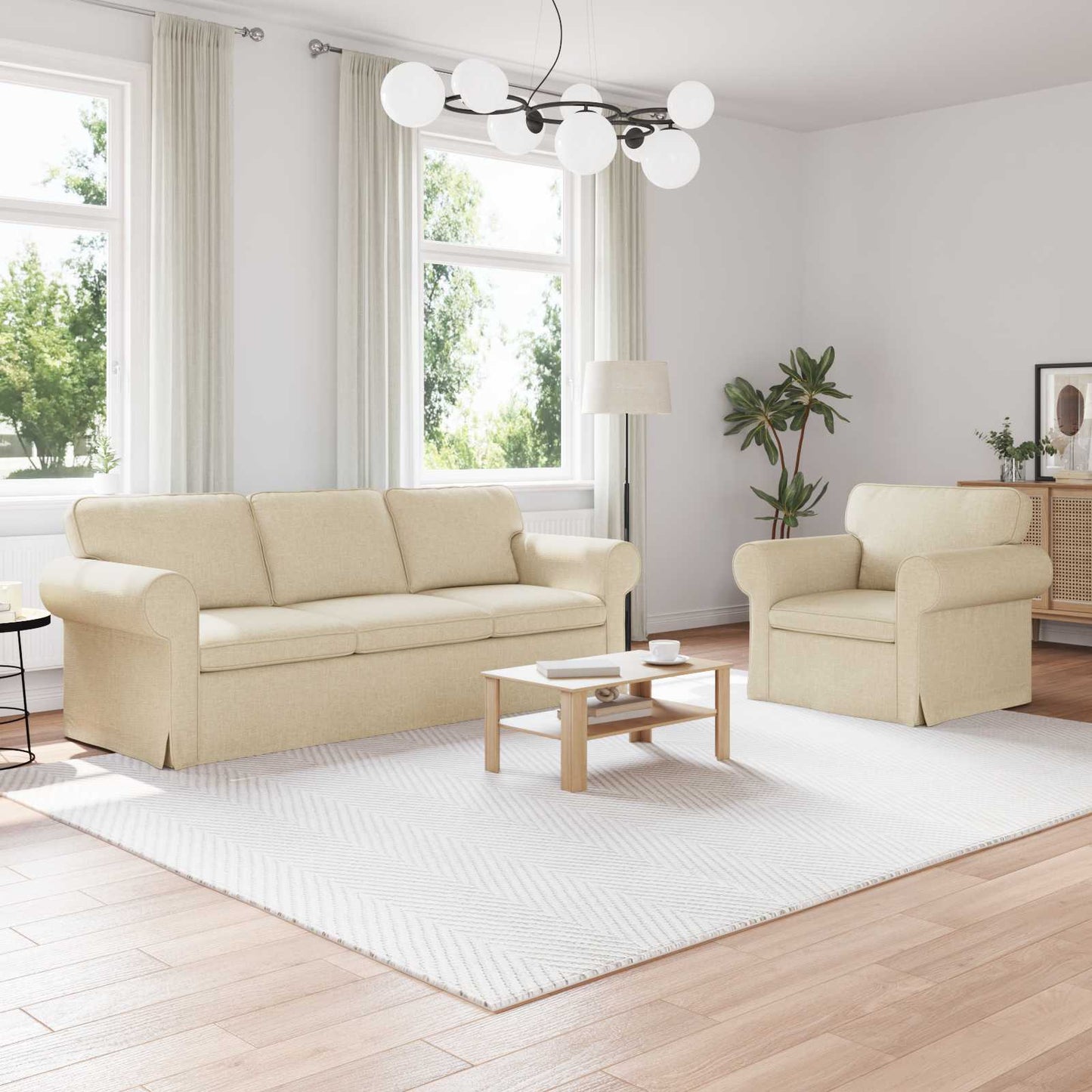 Set di divani 2 pcs Crema 215 x 82 x 80 cm Tessuto