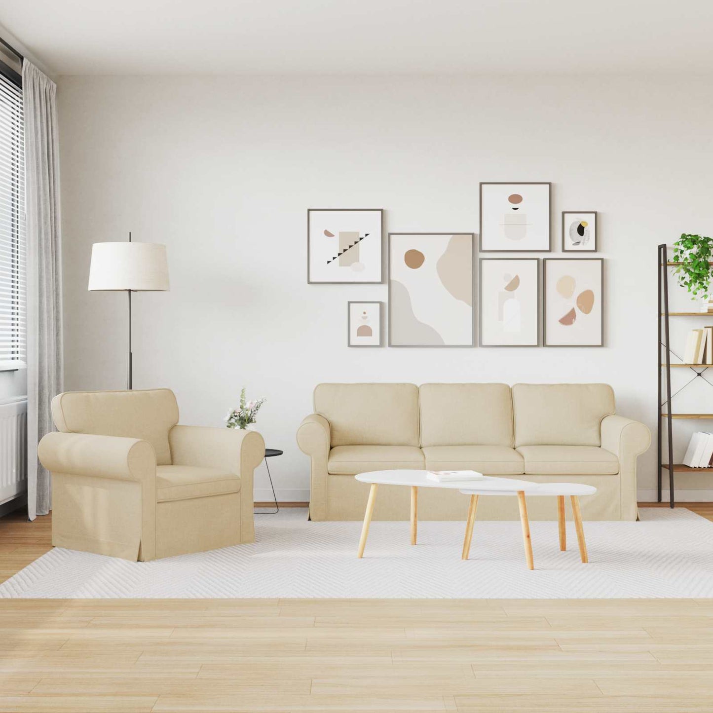 Set di divani 2 pcs Crema 215 x 82 x 80 cm Tessuto
