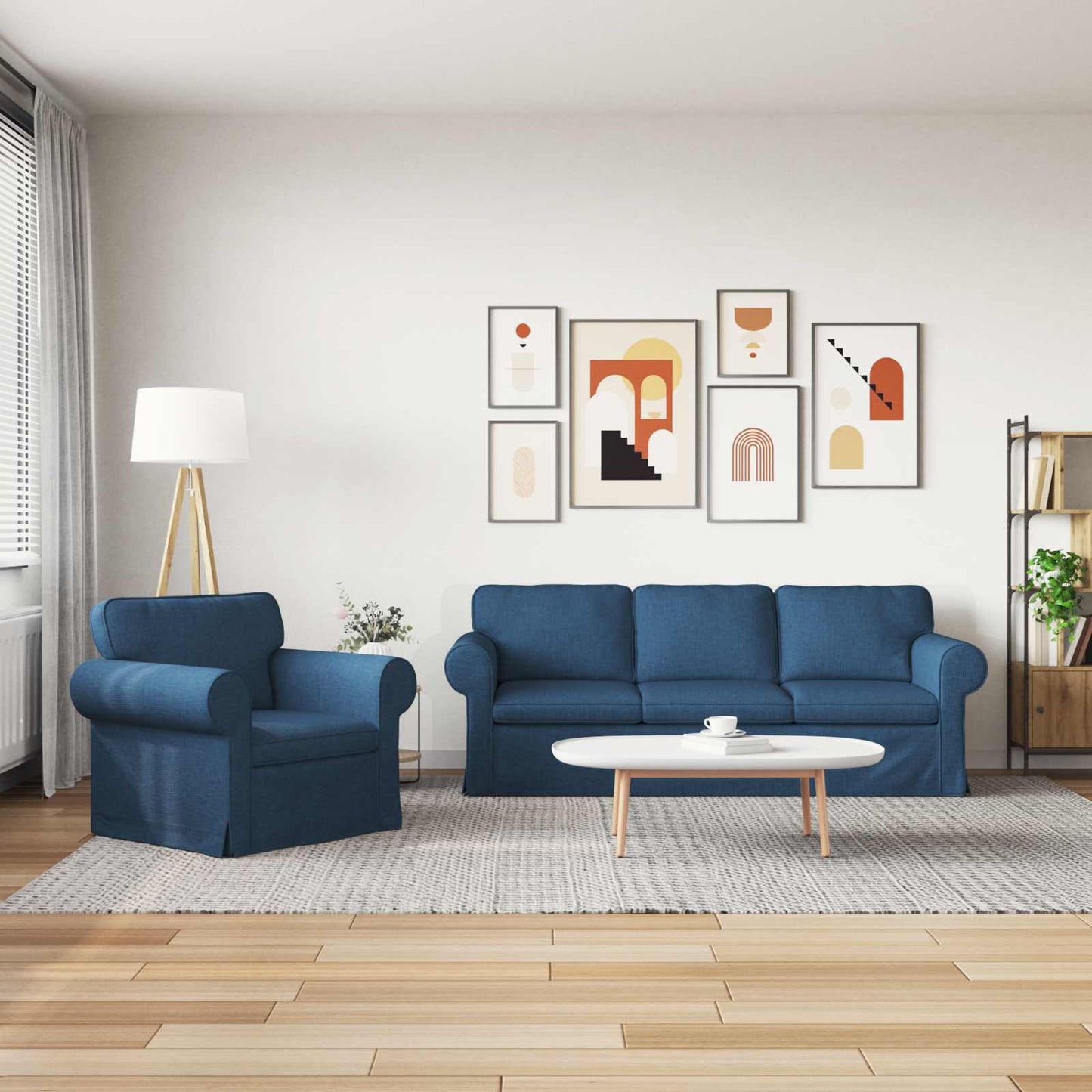 Set di divani 2 pcs Blu 215 x 82 x 80 cm Tessuto