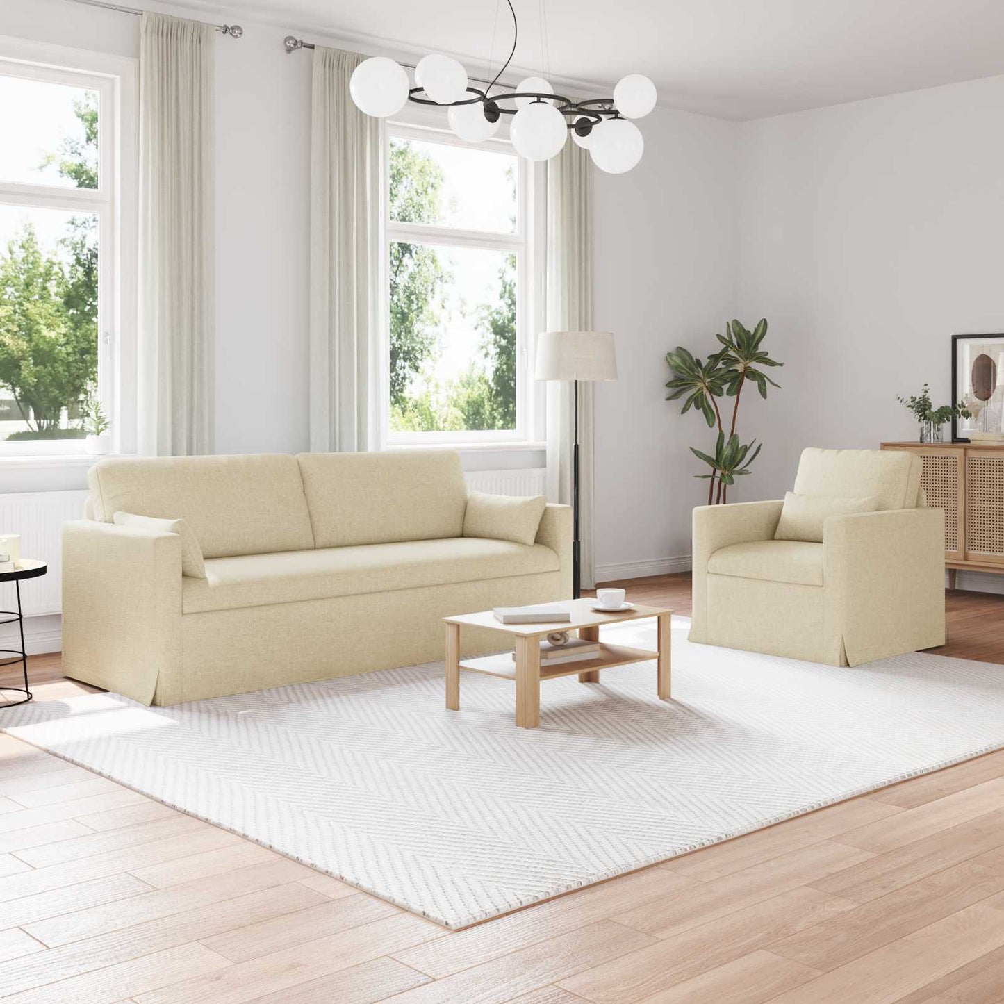 Set di divani 2 pcs Crema 198 x 78 x 80 cm Tessuto