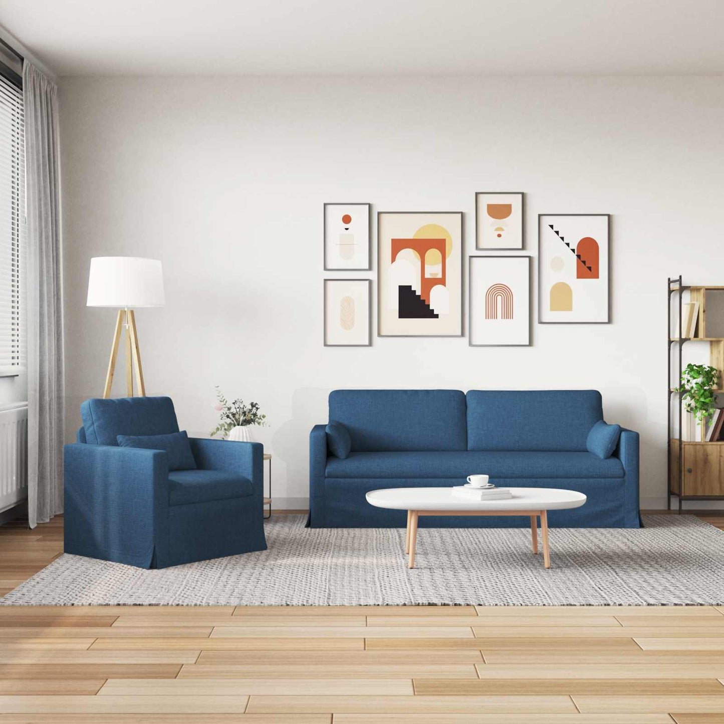 Set di divani 2 pcs Blu 198 x 78 x 80 cm Tessuto