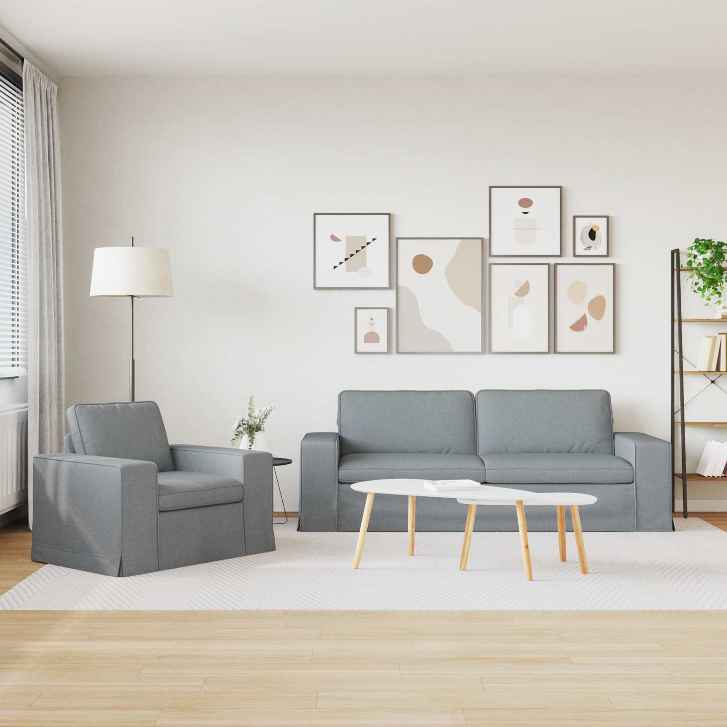 Set di divani 2 pcs Grigio chiaro 182 x 80 x 82 cm Tessuto