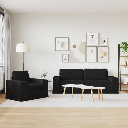 Set di divani 2 pcs Nero 182 x 80 x 82 cm Tessuto