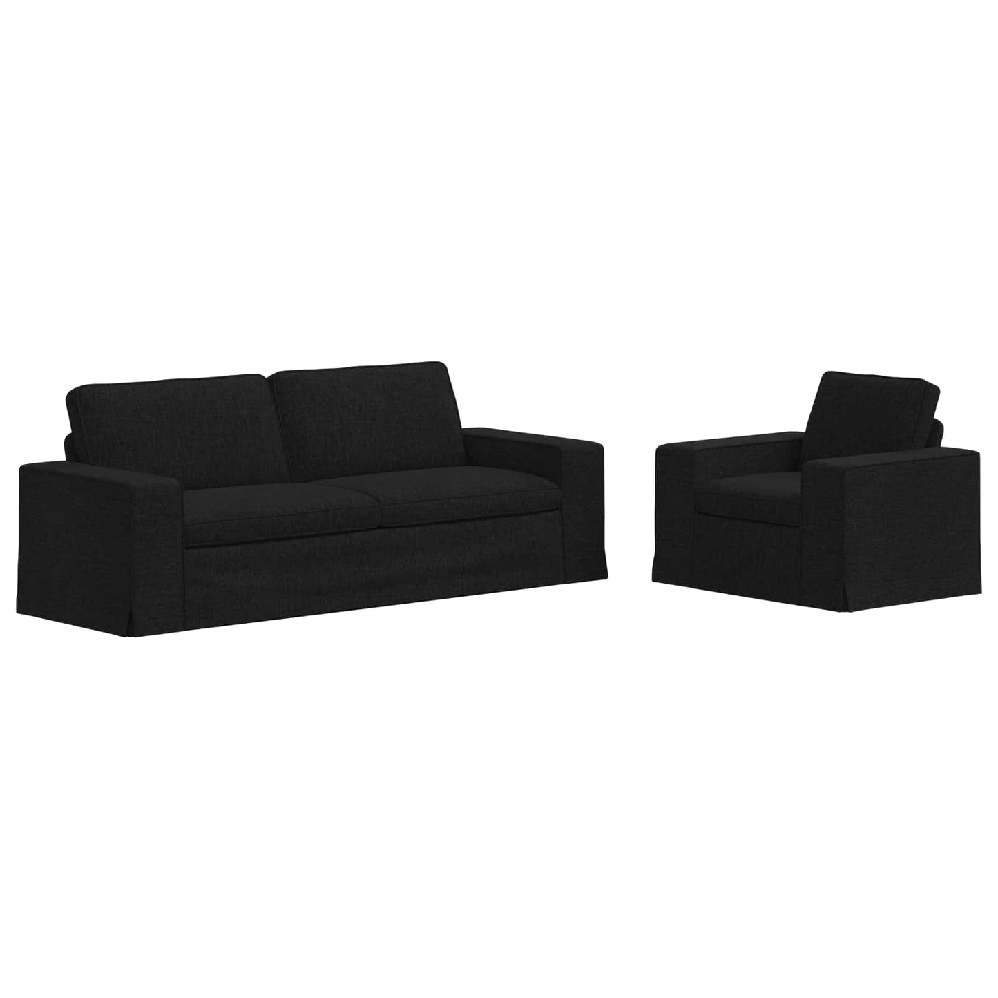 Set di divani 2 pcs Nero 182 x 80 x 82 cm Tessuto