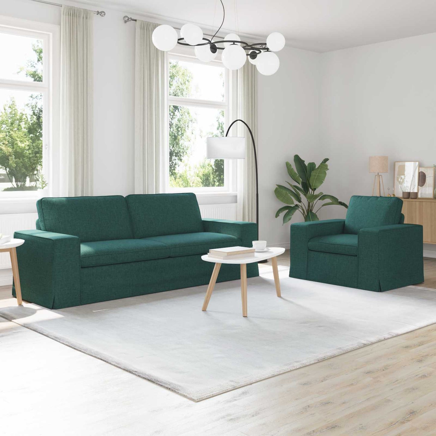 Set di divani 2 pcs Verde Scuro 182 x 80 x 82 cm Tessuto