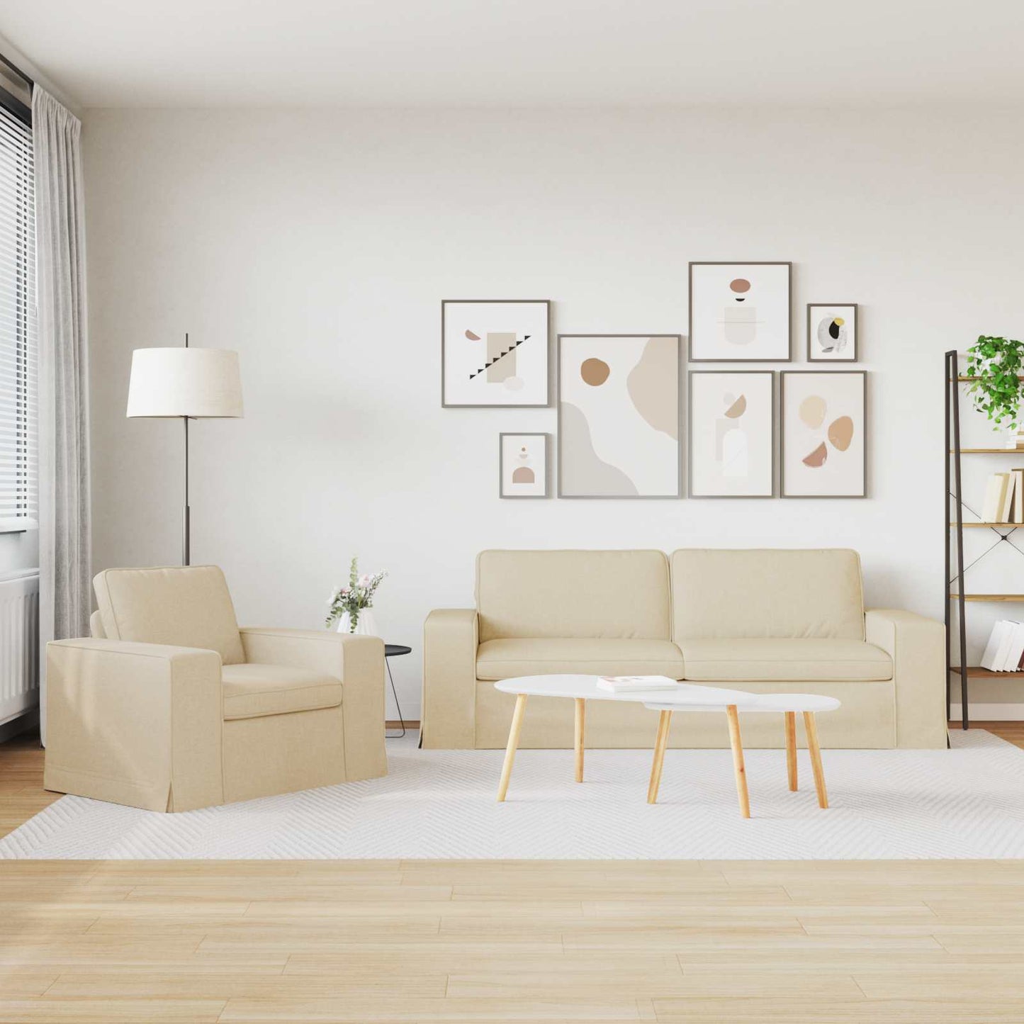 Set di divani 2 pcs Crema 182 x 80 x 82 cm Tessuto