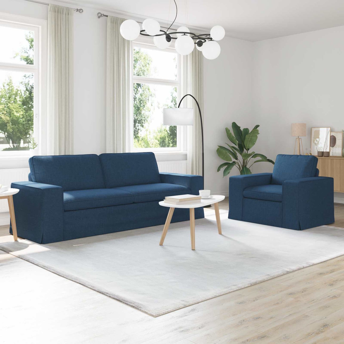Set di divani 2 pcs Blu 182 x 80 x 82 cm Tessuto