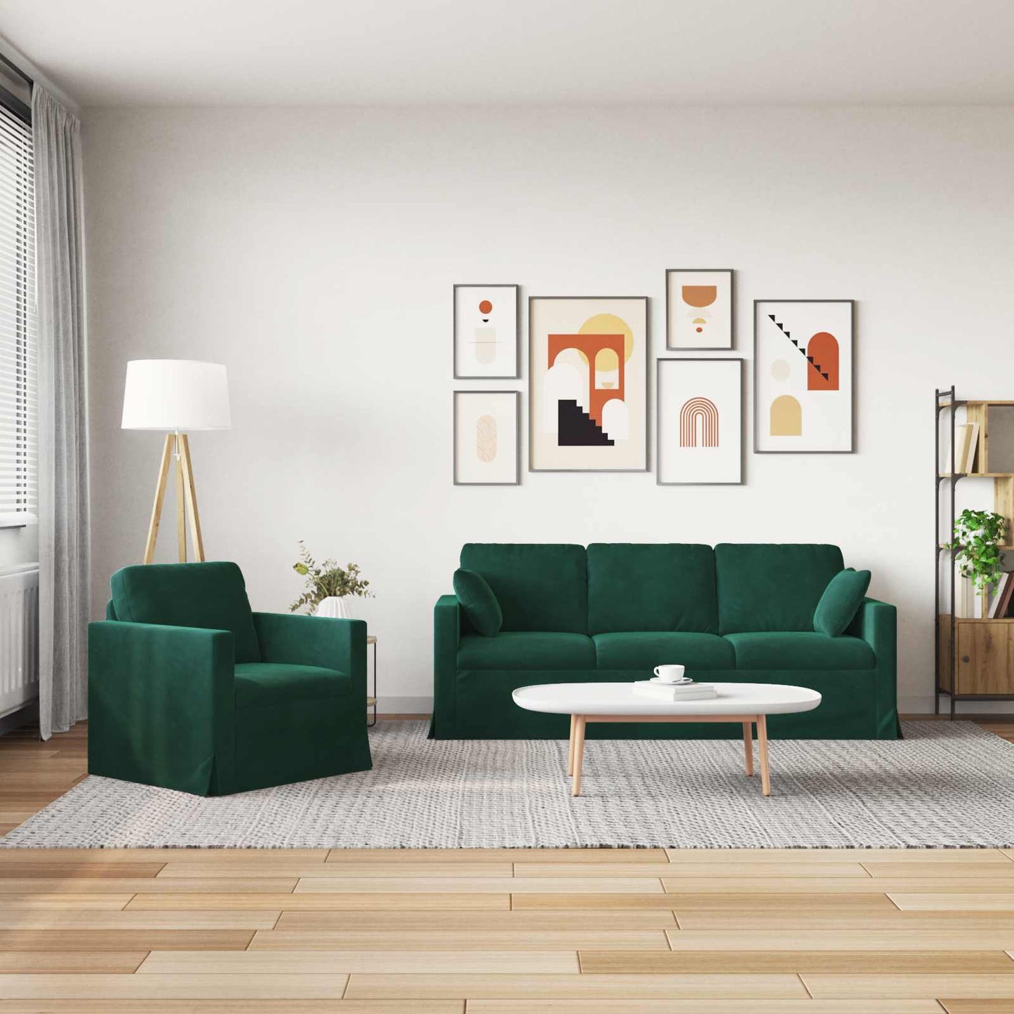 Set di divani 2 pcs Verde Scuro 198 x 78 x 80 cm Velluto