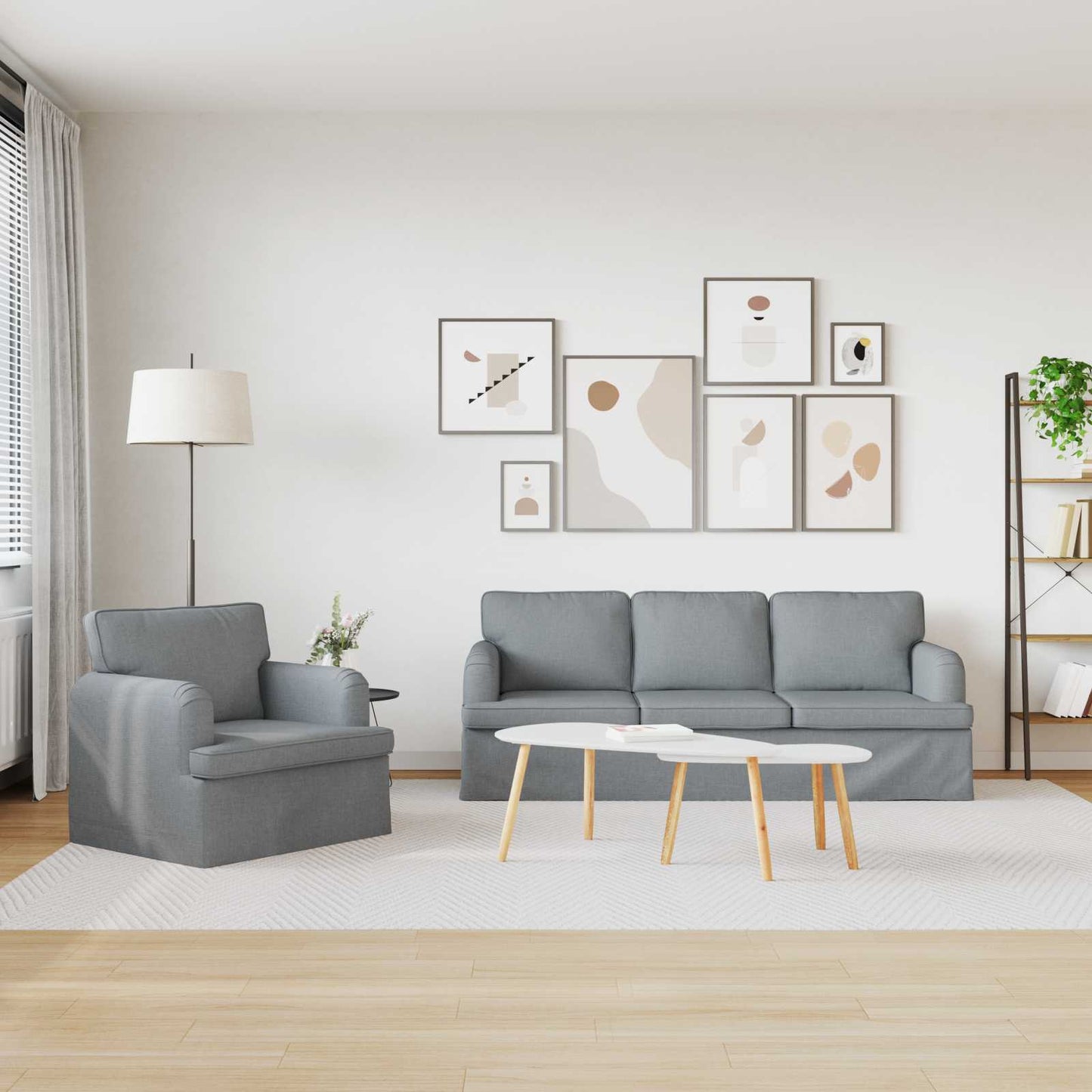 Set di divani 2 pcs Grigio chiaro 144 x 80 x 85 cm Tessuto