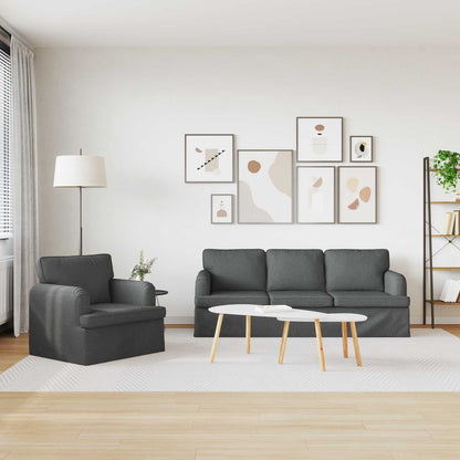 Set di divani 2 pcs Grigio scuro 144 x 80 x 85 cm Tessuto