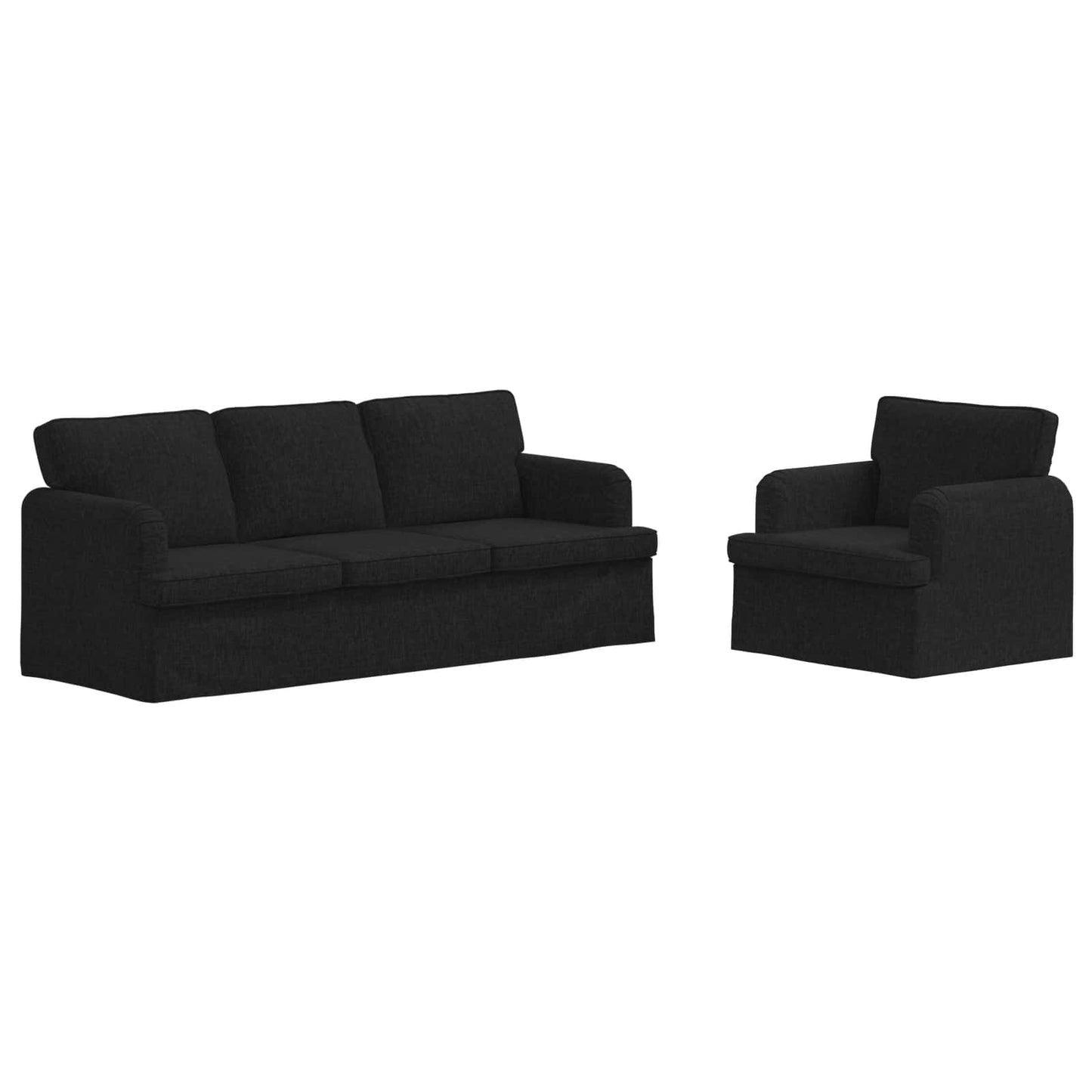 Set di divani 2 pcs Nero 144 x 80 x 85 cm Tessuto