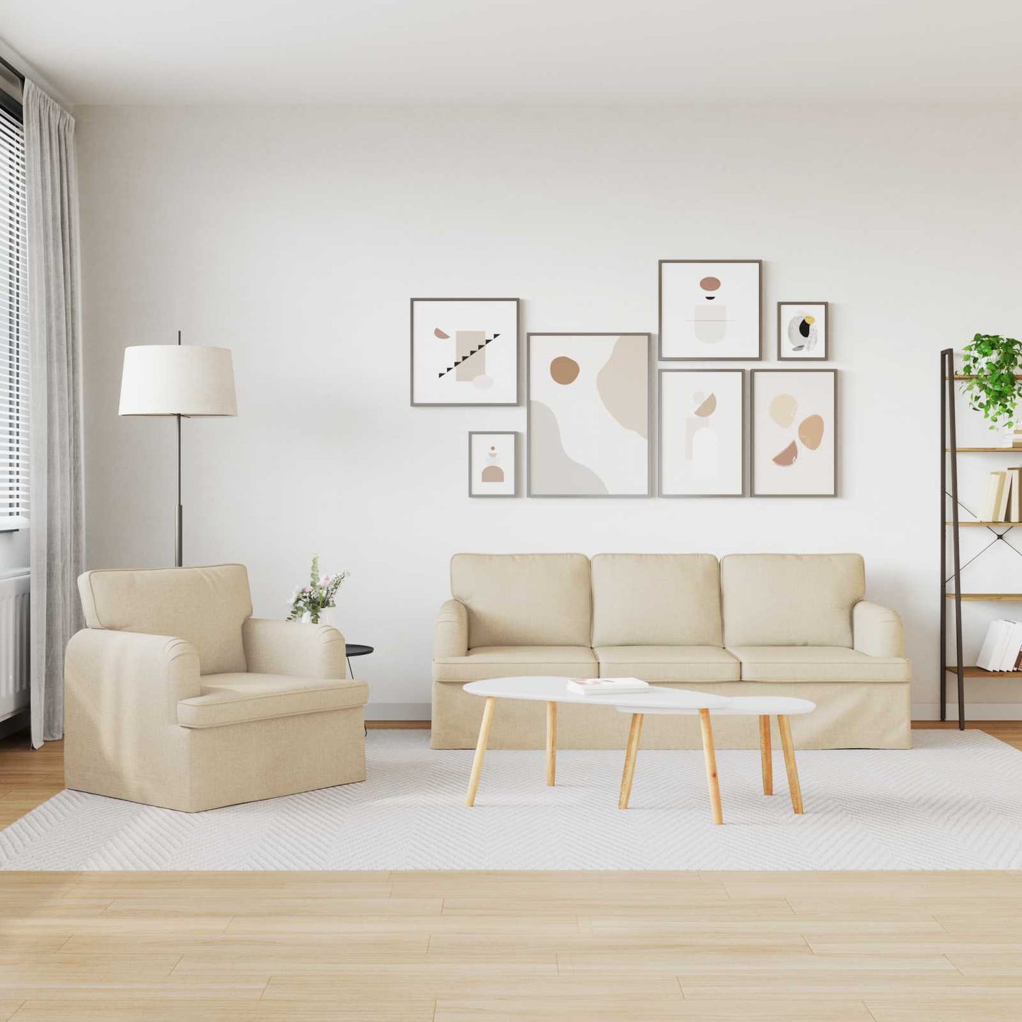 Set di divani 2 pcs Crema 144 x 80 x 85 cm Tessuto