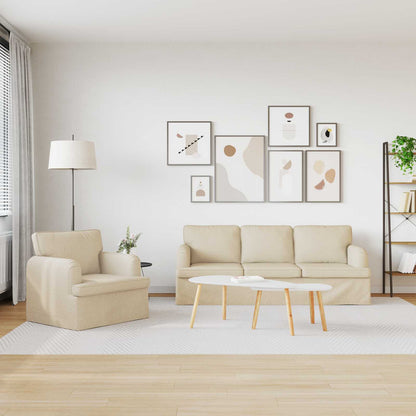 Set di divani 2 pcs Crema 144 x 80 x 85 cm Tessuto