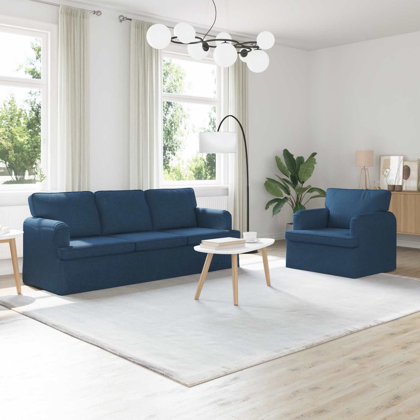 Set di divani 2 pcs Blu 144 x 80 x 85 cm Tessuto